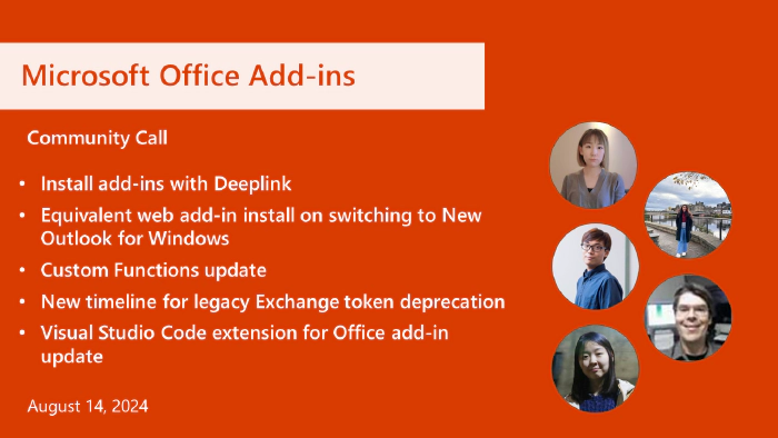 Office Add-ins developer platform community call – August 14, 2024