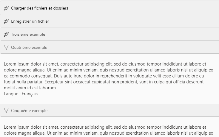 Accordion control with custom icons